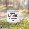 Mugs Super Papy Mamie Print Enamel Mug Creative Coffee Cups Drinks Water Milk Cup Enamel Mug Home Drinkware Gifts for Grandma Grandpa R230713