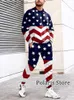 Tute da uomo Tuta bandiera americana Uomo USA Pantaloni 2 pezzi Completo T-shirt manica lunga Set Pantaloni Pantaloni sportivi Tute da jogging Abiti oversize T230714