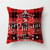 Red Plaid Christmas Linen Pillow Case New Flax Home Christmas Decoration Sofa Cushion Cover Pillowcase