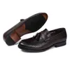 Style italien hommes gland mocassins en cuir véritable motif serpent sans lacet mariage fête bureau chaussures habillées pour hommes mocassins décontractés