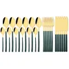 Geschirr-Sets, 24-teilig, Schwarzgold, Western-Set, Messer, Gabel, Löffel, Besteck, Edelstahl, Geschirr, Besteck, Party, Küche, Besteck