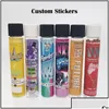 Packing Bottles Wonderbrett Glass Pre Roll Tubes Bottle With 5 Types Stickers 115Mm King Size Preroll Packaging Tube Cali Pack Cr Ca Dh4Gd