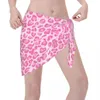 Women's Swimwear Pink Leopard Women Beach Cover Up Wrap Chiffon Pareo Sarong Wear Cheetah Animal Bikini Ups Skirt Swimsuit