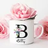 Mokken Gepersonaliseerde Mok Floral Initial Name Cup Custom NameTea Coffee Hot Chocolate Mug Bride Bridesmaid Mothers Day Gift voor haar R230713