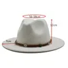 Sombrero Fedora blanco de ala ancha para mujer, sombreros de fieltro de lana para hombre, gorra de Jazz Gamble de Panamá para otoño e invierno