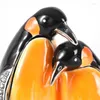 Schmuckbeutel Pinguin-Schmuckkästchen mit glänzenden Strasssteinen, handbemaltes Zubehör D55Y