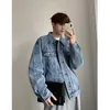 Herrjackor Autumn Blue Denim Jacket Men mode överdimensionerad baseball uniform herr streetwear koreansk lös hip-hop bombplan