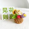 Dried Flowers Mini crochet bouquet basket DIY hand woven rose sunflower home decoration gift 230714