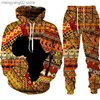 Chándales de los hombres Folk-custom Sudaderas con capucha de impresión 3d Pantalones Trajes Hombres Mujeres Chándal 2 piezas Conjuntos de manga larga Estilo étnico Danshiki africano Ropa para hombres T230714