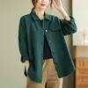 Women's Blouses Solid Cotton Shirt Long Sleeved 2023 Spring Dress Loose Vintage Hong Kong Style Top