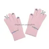 Other Home Textile Women Winter Touch Sn Thicken Warm Knited Gloves Panda Stretch Luve Imitation Wool Fl Finger Outdoor Skiing Cyc Dhjwn