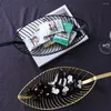 Dinnerware Sets Vintage Decor Basket Leaves Shaped Fruit Bowl Candy Metal Storage Stylish Leaf Delicate