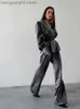 Women's Two Piece Pants 2022 Autumn Winter Women Elegant Solid Grey Satin Office Pants Set Outfits Long Sleeve Robe Suit 2 Two Piece Matching Set T230714