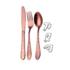 Dinnerware Sets Creative Golden Stainless Steel Western Tableware Set Steak Knife Fork Spoon Three Or Four Piece Cuterly Kits Kitchen Tools