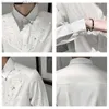 Koszulki męskie gwiazdy nadrukowane koszule kropki Tops Men Wysokiej jakości długi rękaw Casual Male Silk Shirt Bar Slim Fit Fit Floral Mens Ubranie T230714