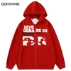 Sweats à capuche masculine Sweatshirts Men Sweat-shirt Mabillement Y2K Streetwear Hip Hop Cartoon Graphic Letter Imprimez à capuche à capuche Hooded Veste HARAJUKU LOBE CONSUCHEUR 230714