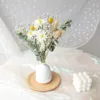 Fiori decorativi Bouquet da sposa margherita secca con vaso Coda di erba di cristallo per accessori per la decorazione del soggiorno domestico