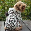 Chien vêtements doux vêtements pour animaux de compagnie combinaison pour chiot chat hiver chaud polaire imprimé léopard Costume manteau à capuche