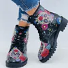 Boots Digital Print Autumn Lady High Top Skull Pattern Boot British PU Women's Fashion Tooling Outfdoor Woman Ankle Booties 230714