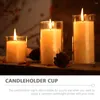 Candle Holders 3 Pcs Transparent Cup Hollow Tealight Holder Dried Flower Small Stand Bulk Candles Home Glass Party Supplies