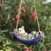 Dekoracje ogrodowe Outdoor Fairy Garden Śliczne huśtawka Santa Dog Cat Cat Frog Ozdoby Rzemiosła rzemieślnicze dziedziniec wiszący wiszą akcesoria Dekoracja L230714