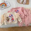 Ensembles de vêtements printemps enfant en bas âge fille dessin animé sweat pantalon 2 pièces ensemble enfants coton vêtements bébé filles sweats à capuche pantalon costume enfants survêtement 230714