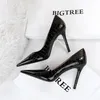 Chaussures habillées BIGTREE rétro femmes pompes Sexy talons hauts femmes Stiletto métal pierre motif bout pointu fête grande taille 43