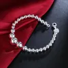 Lien Bracelets Mode 925 Timbre Argent Couleur Bracelet Pour Homme Femme Classique Perle Chaîne De Noce Cadeaux Rue All-match Bijoux