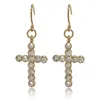 Dangle Earrings Brincos Crystal Drop Fashion Gold Color Alloy Finishing Cross Pendant for Women Jewelry Wholesale