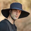 Wide Brim Hats Bucket Waterproof Buckets Hat For Men Summer UV Protection Sun Long Boonie Caps Male Outdoor Hiking Fishing Cap 230713
