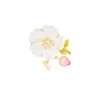 Broscher unika elegant rosa persikan blomma kvinnor stift naturlig fritillär blomma brosch högklassig retro kostym kvinnlig broche stift