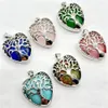 Natural Crystal Stone Tree of Life Heart Shape Pendant Agates Making A Fortune Tree Peach Charms smycken Making Fengshui