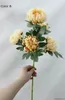 Dekorativa blommor 5heads Big ringblommor Chrysanthemum Artificial Silk Flores Fall Home Wedding Decorations Fake Plants Branch Wreath Fleur