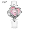 Montres pour femmes BUREI Marque Mode pour femmes Coeur Montre pour femmes Étanche Luxe Casual Bracelet en cuir Montre-bracelet à quartz Reno Femino 230714