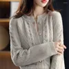 Kvinnors stickor Cardigan för kvinnor tröja 2023 Autumn Pullovers o-hals långärmad kvinna jumper y2k kläder koreansk modejacka