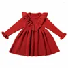 Meninas vestidos de malha vestido 2023 Autumn Roupos de inverno Lattice Kids Beby Baby para Princess Cotton Warm Christmas