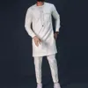 Tute da uomo Uomo 2 pezzi Set Abiti Ramadan africani Uomo T-shirt girocollo Pantaloni Top Pantaloni Stile nazionale Matrimonio Abbigliamento tradizionale 230713