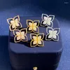 Oorknopjes Fashion Retro Lucky Clover Flower Hollow Out Earring Zilver Kleur Zirconia Stenen Vrouwen Sieraden Gift