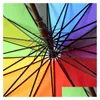 Parasol kreatywny długi uchwyt Colorf Rainbow Trwałość półmatyczna deszczowa wiatroodporna kobiety duże parasol DH0992 Drop dostawa do domu dhkye