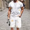 Männer Trainingsanzüge Sommer Kurzarm 2-teiliges Set Trainingsanzug Mode Tops 2023 Outfit Casual Strand 3D Gedruckt Luxus Lustige straße