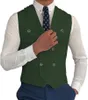 Men's Vests Casual White Men Vest Double Breasted For Notch Lapel Slim Fit Waistcoat Flat Groomsmen Suits Wedding