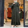 Vestido feminino muçulmano vestido longo solto robe casual impressão maxi vestido de verão zanzea 2023 primavera senhoras vestidos longos bandagem roupas turcas