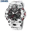 Smael Watch Sport Military Watches防水50mストップウォッチLEDライトウィークディスプレイリストウォッチ8008クォーツウォッチメンデジタル