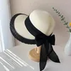 Wide Brim Hats Korea Summer Sunscreen Big Sun Hat Seaside Vacation Beach Straw Women's Bow Lace Casual Dome Cap Mujer