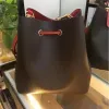 5A Neonoe Bucket Bag Fashion Womens Handväska Purses äkta läderblomma tryckning Drawstring Axel crossbody väskor Handväskor Justerbar rem