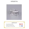 100 Genuine 925 Sterling Silver Line Winding Shape Forever letter Open Rings For Women Creative Design Lady Fine Jewelry Gifts L230704