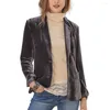 Femmes Vestes Femmes Blazer Simple Boutonnage Double Poches Revers Couleur Unie Manches Longues Boutons Chauds Col Cranté Lâche Automne Manteau Pour