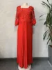 Casual Dresses Elegant African For Women Pleated Long Maxi Dress Ladies Applices 3/4 Hollow Out Sleeve Birthday Party Afrika kläder