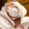 New 42mm Overseas Date 5500V 000R Automatic Mens Watch Silver White Dial Rose Gold Steel Bracelet No Chronograph Gents Watches Hel2384