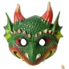 Imprezy maski na Halloween dla dzieci Dragon Design Child Boys Dziewczyny Red Blue Zielony Czarny Dinozaur Dostawa Kropl